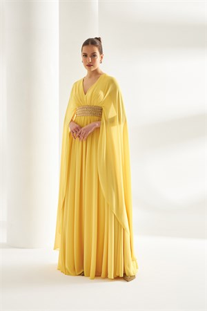 Irena Elbise Sarı-Modalody-Büyük Beden Abiyeler