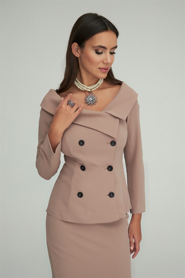 Tiffany Jacket Beige-Modalody-Plus Size Jackets